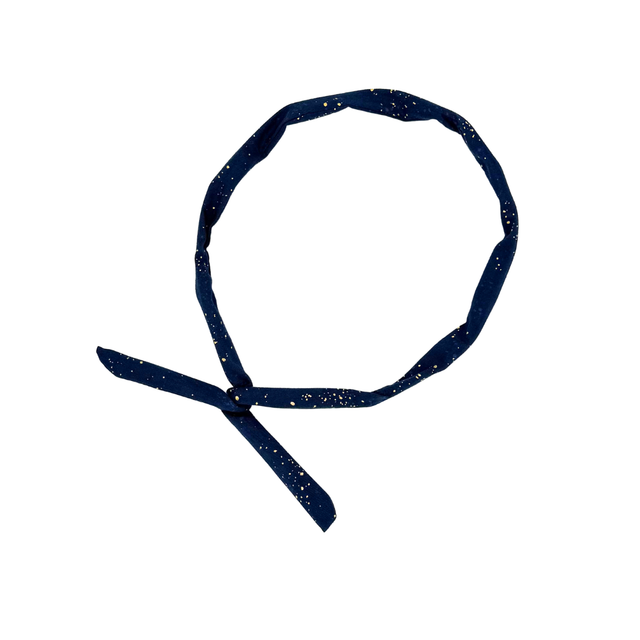 Flexible Skinny Hair Wrap - Navy Metallic Gold Speckle - Japanese Cotton