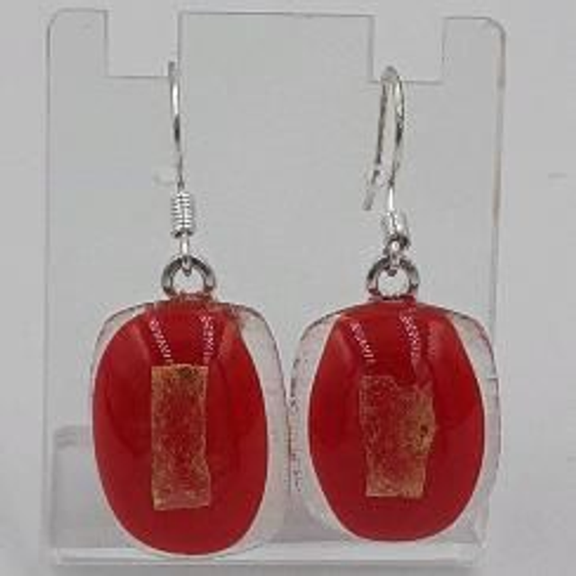 Red and gold drop earrings
