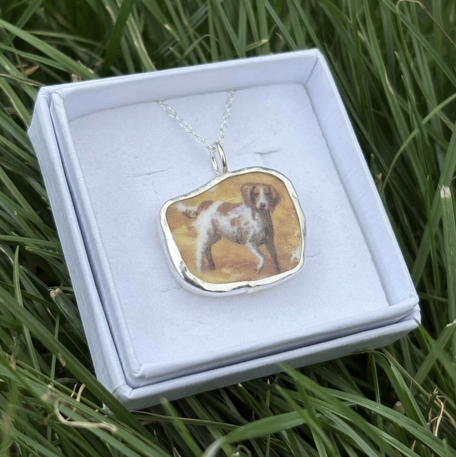 Recycled Pottery &amp; Recycled Silver Necklace