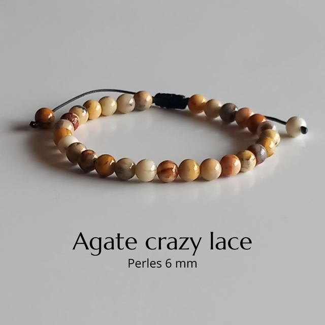 Bracelet ajustable en Agate crazy lace