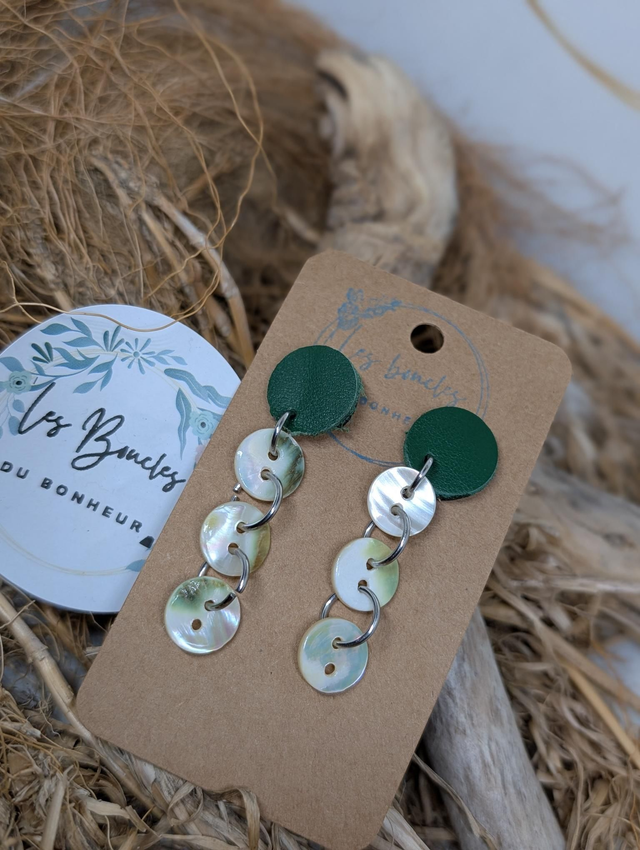 Boucles d&#039;oreilles boutons  vert bou010