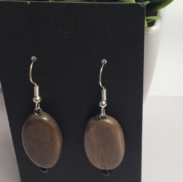 Brown Wood Earrings-BWE3402
