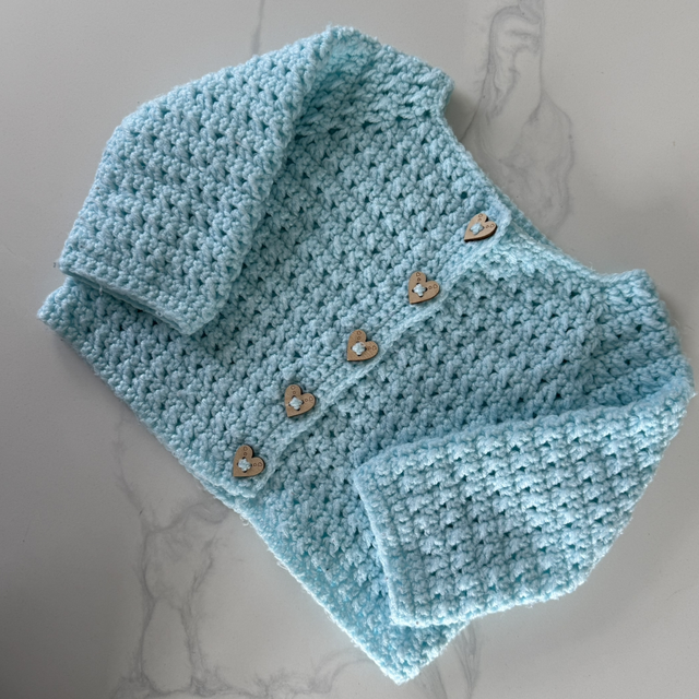 9-12 - turquoise crochet cardigan 