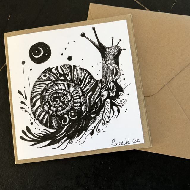 Carte - escargot stylisé - 13,5 x 13,5 cm - enveloppe kraft