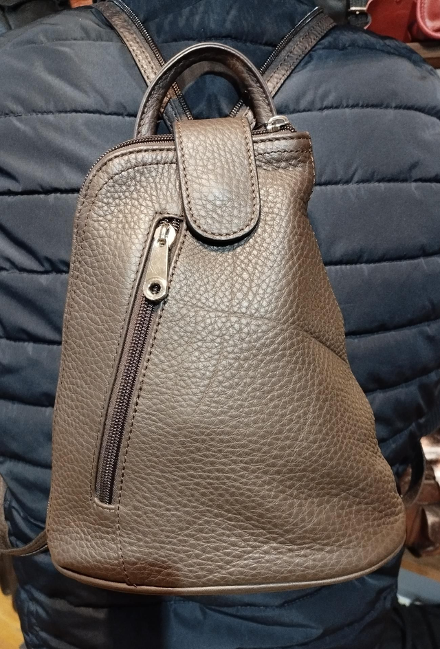 Sac à Dos Cuir Grainé Marron 