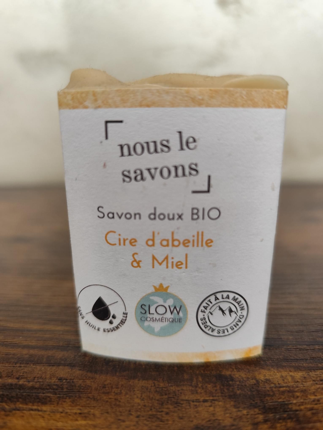 Savon doux BIO Cire d’Abeille &amp; Miel 100g