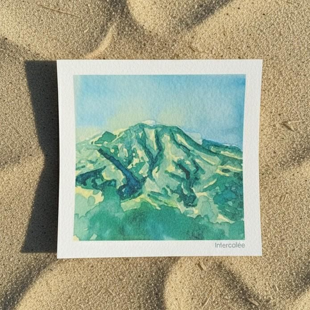 Aquarelle mini - La Montagne Pelée - reproduction 