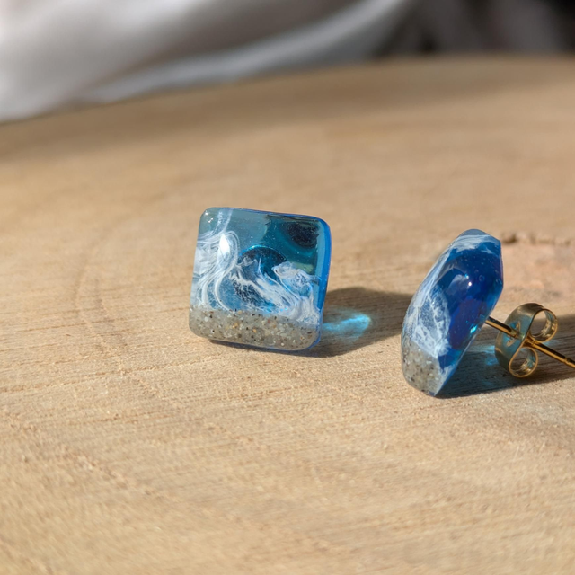 Pendientes de botón marinos