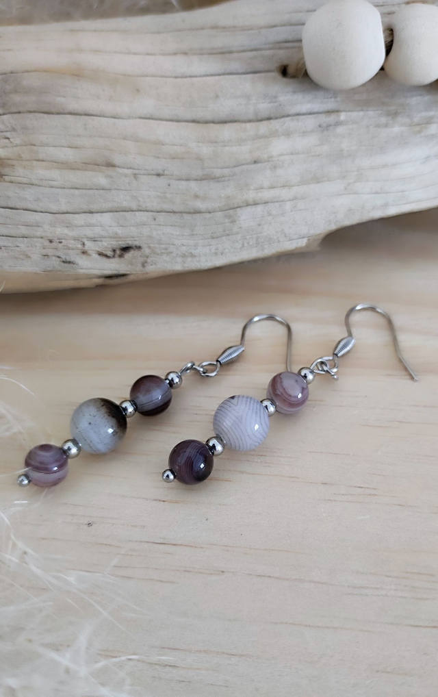 Boucles d'oreilles Agate de Botswana