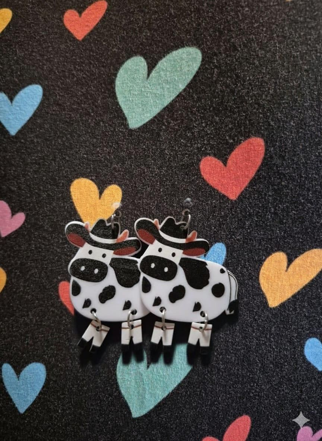 Cowboy cow earrings 