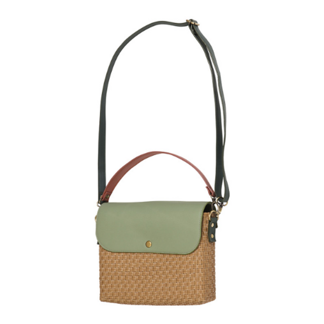 Charlie Handbag soft green, dark green & rustic pink
