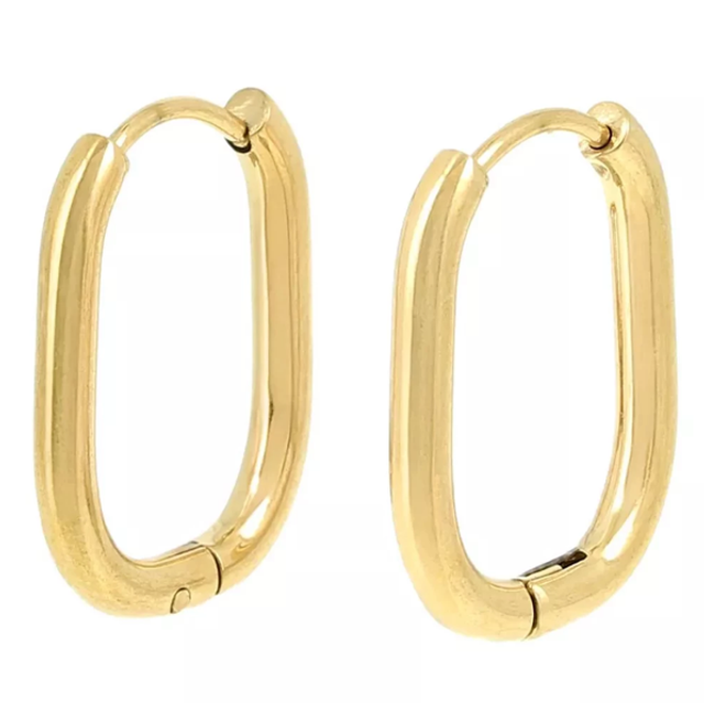 Créoles ovales doré acier inoxydable x2