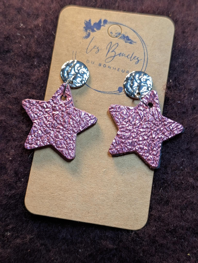 Boucles d'oreilles Étoile rose s010