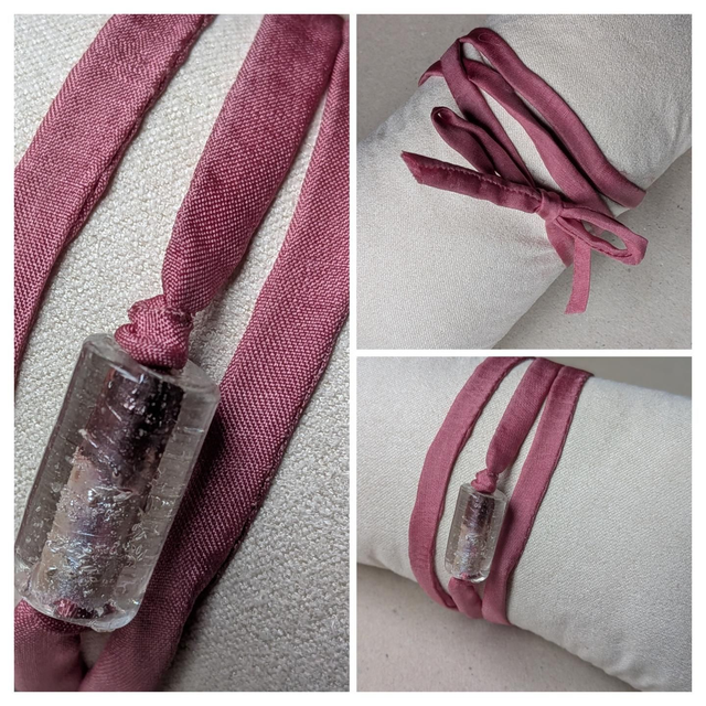 Bracelet soie naturelle et perles en verre, pièce unique 