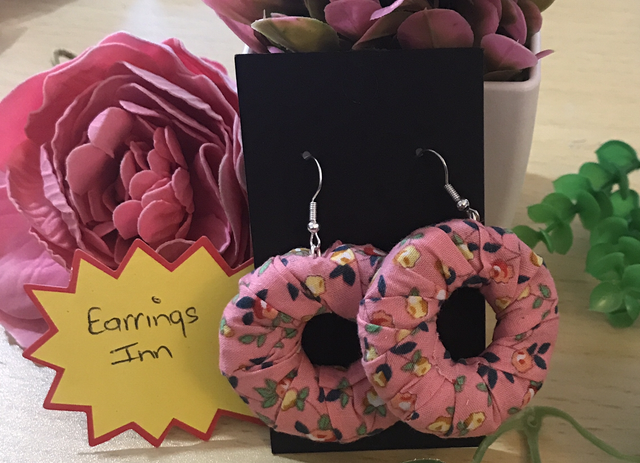 Pink Mixed Dangling Fabric Earrings-MFE10