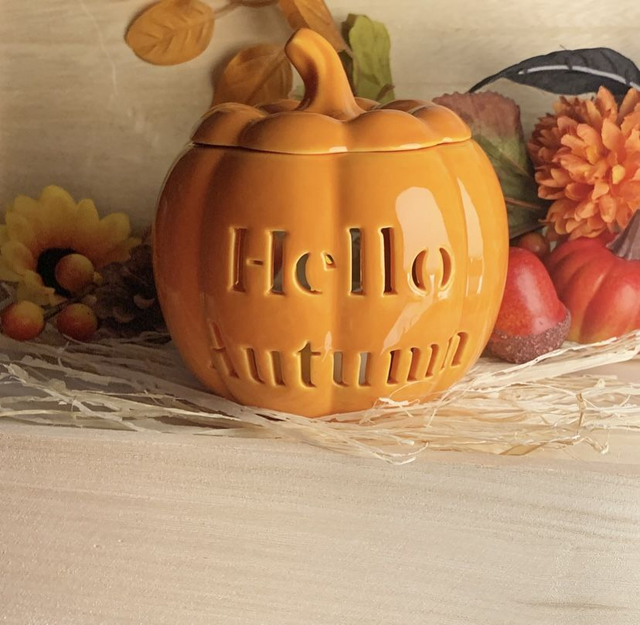 &#039;Hello Autumn&#039; Orange Pumpkin Wax Burner