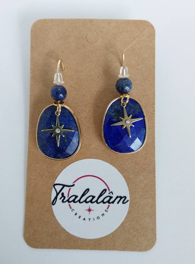 ✨Boucles d’oreilles &quot;lapis lazuli étoiles du Nord&quot;✨