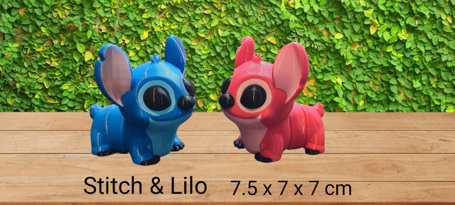 3D printed Stitch and Angel , articulated 3D printed figure, poseable Stitch model, cute 3D print collectible, Nova Printing UK, eco-friendly 3D printed