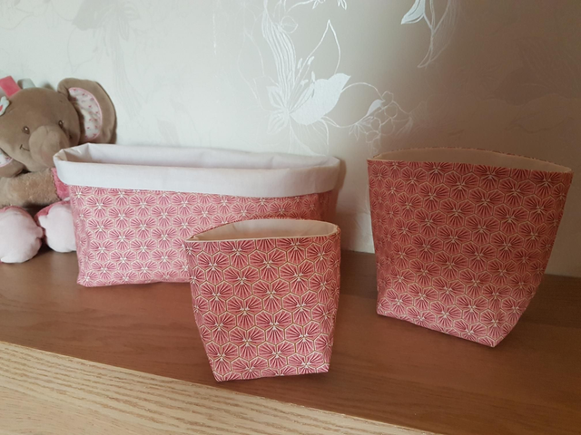 Trio paniers rose géométrique
