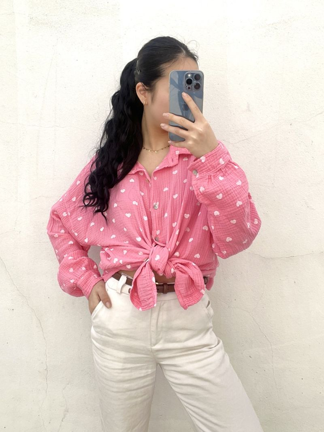 Chemise rose coeurs