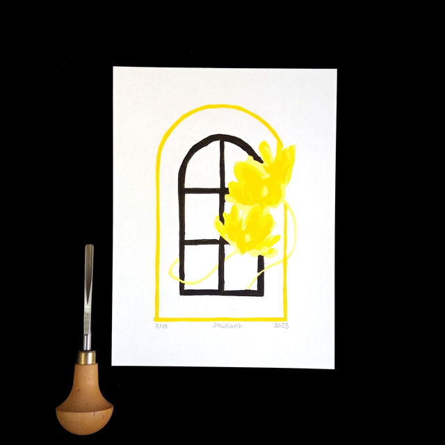 Fenêtre en fleurs Jaune