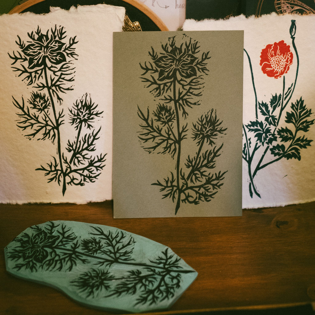 Linogravure - Nigelle - A6