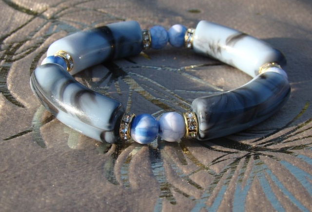 Bracelet perles tubes Arya marbré Neela