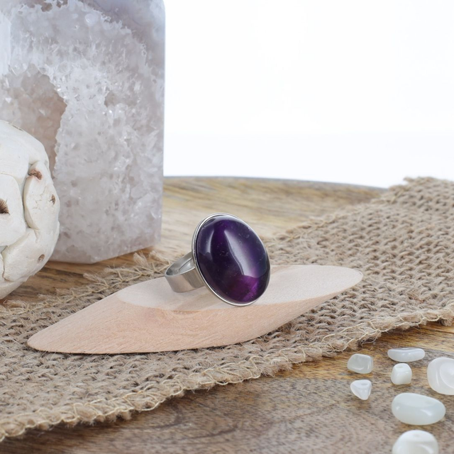 Bague Améthyste ajustable