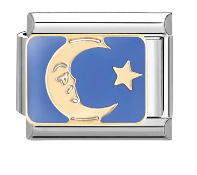 Charm Luna y Estrella con fondo azul