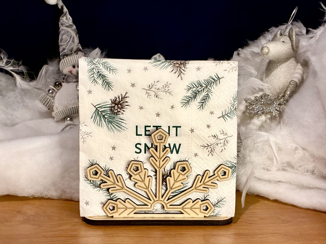 Porte-serviettes flocon de neige en bois – Décoration de table hivernale