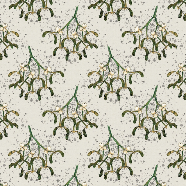 Mistletoe Linen Wrapping Paper