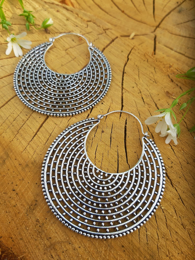 GRANDE BOUCLES D&#039;OREILLES POINTILLISME AZTÈQUES MAYA