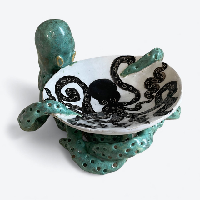 Coupelle au Poulpe vert bronze
