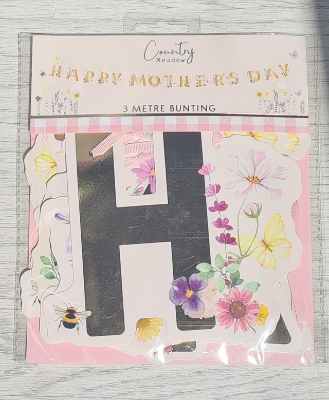 Bunting Happy Mothers Day Flowers Bees 3m