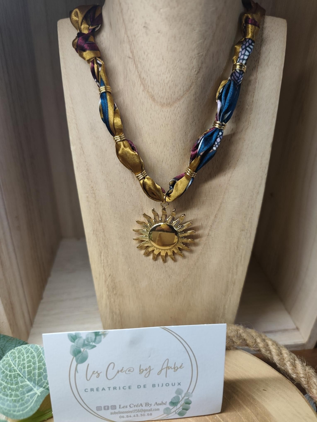 COLLIER SOLEIL/ TISSU RUBAN MULTI COLORS 0001174