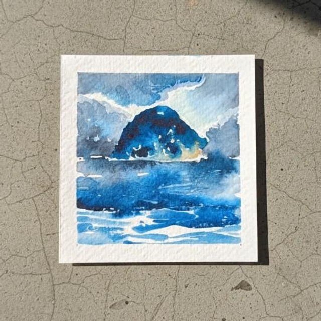 Aquarelle mini - Le Rocher