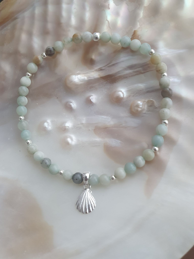Armband Amazonit mit Muschel