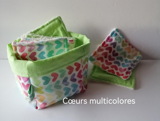 Carrés démaquillants éponge et panière assortie 