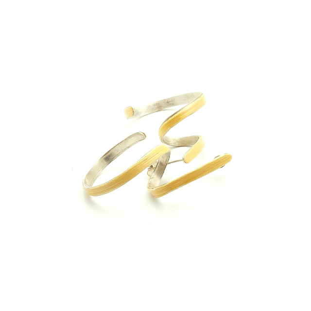 Boucles d&#039;oreilles en argent 925 et ruban de paille de seigle naturelle