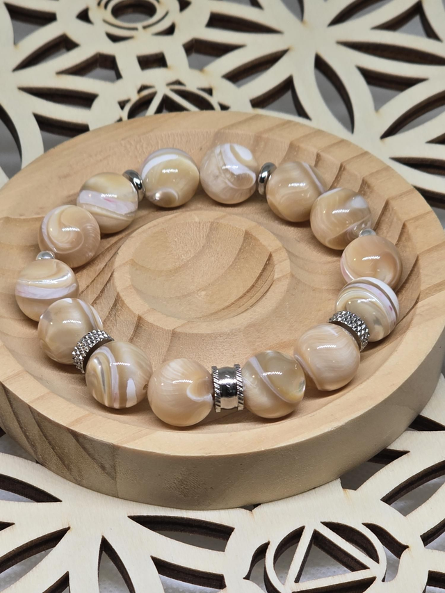 Bracelet Nacre doré XL 1,2 cm 