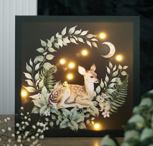 LED Fawn Woodland Canvas Plaque