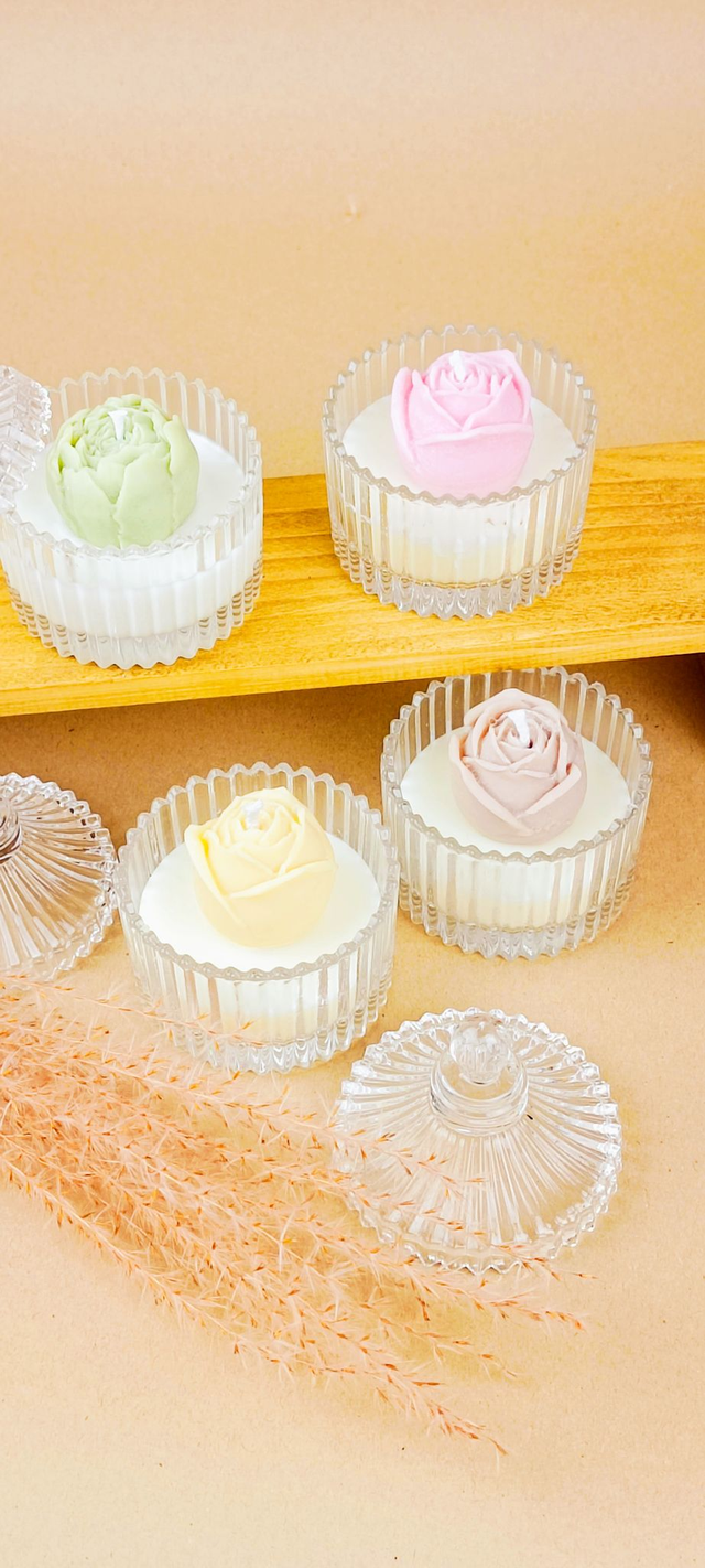 Vela Cristal Pequena com Flor