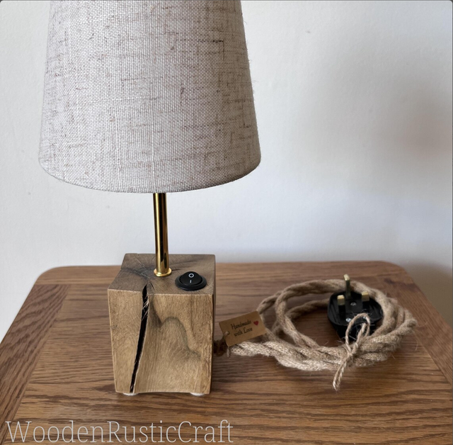 Spalted Turkish Oak Table Lamp with Linen Shade