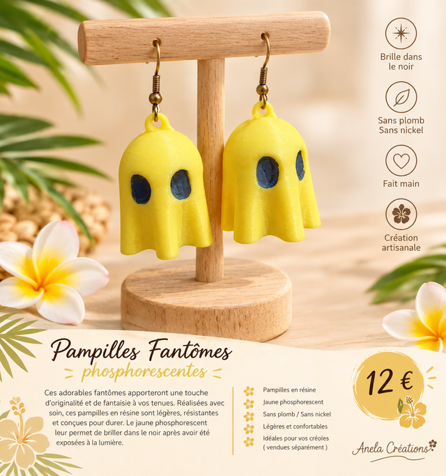 Boucles d'oreilles fantôme phosphorescentes 