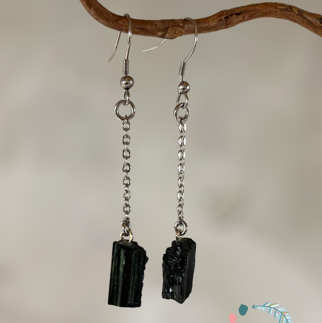 Boucles d’oreilles en Tourmaline brute 