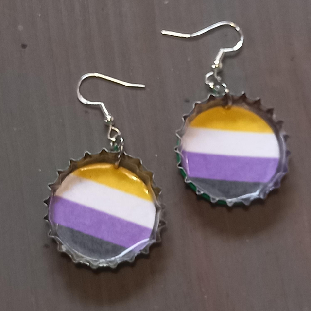 Non-Binary Bottle Cap Earrings