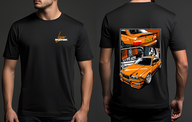 Premium Black Tee | BMW E36 - Orange