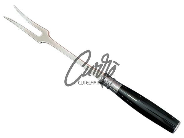 Garfo Churrasco Aço Inox Elmo Cabo Resina Tipo Chifre 8 Pol