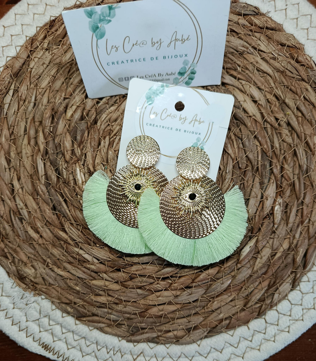 BO BOHEME GOLD/ OEIL NOIR/ POMPONS VERT D'EAU 0000832