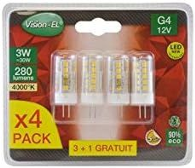 MIIDEX LIGHTING Ampoule LED G4 3W 4000°K - Blister de 4 [Classe énergétique F]